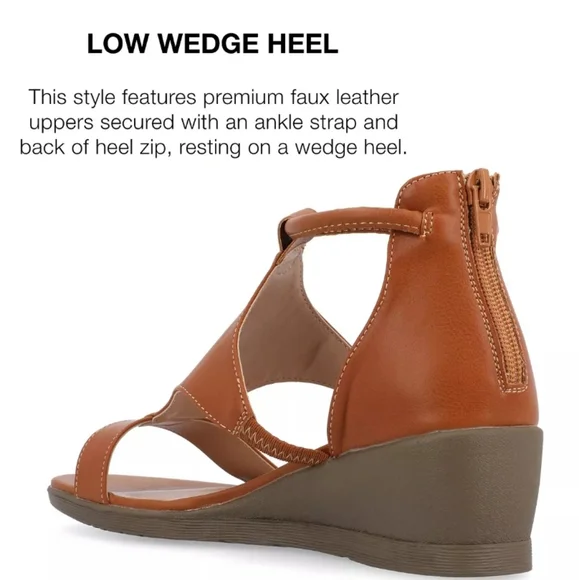 Journee Collection Trayle Wedge Sandal Brown 8.5 - Picture 8 of 12